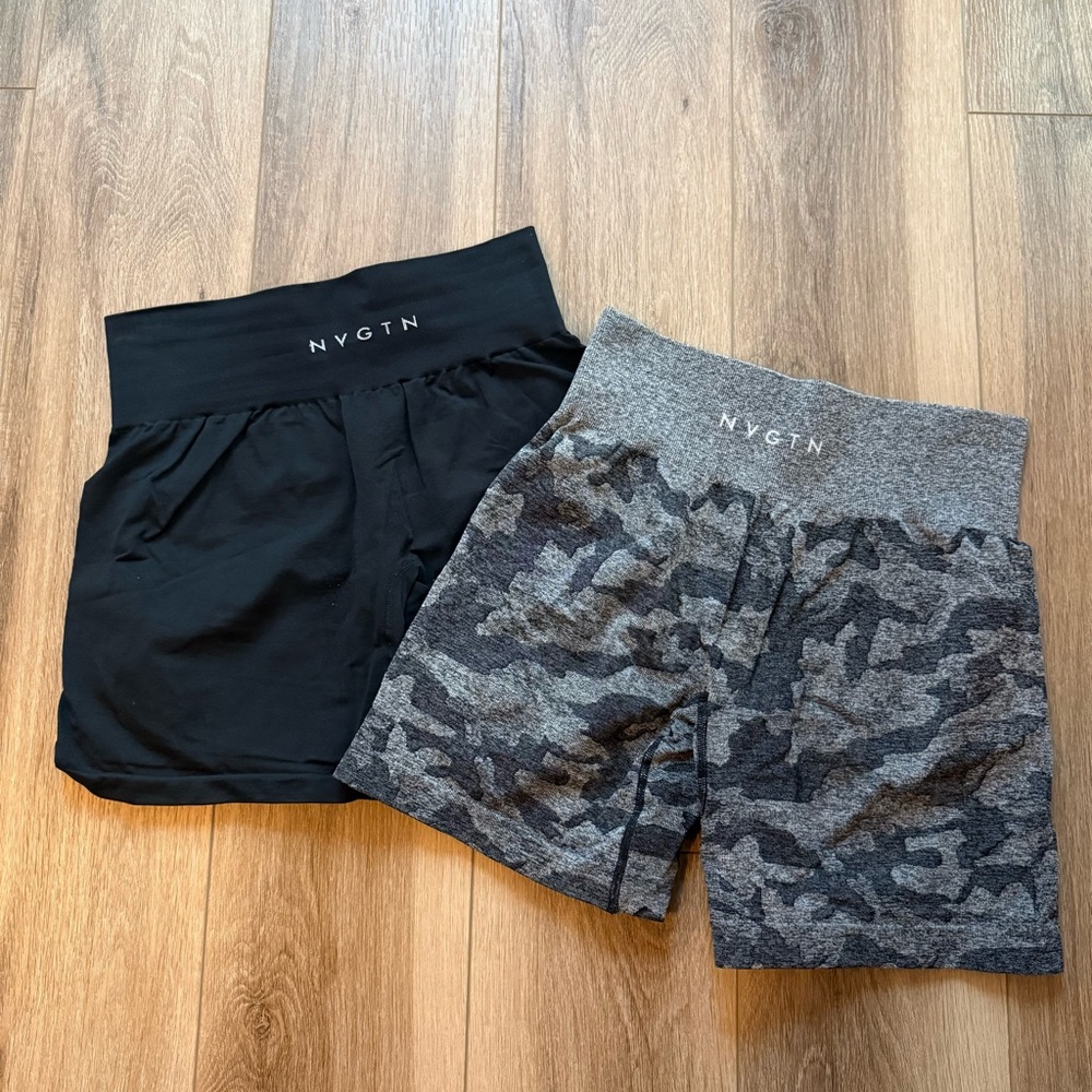 NVGTN Performance Shorts Duo in Black and Gray - small and medium